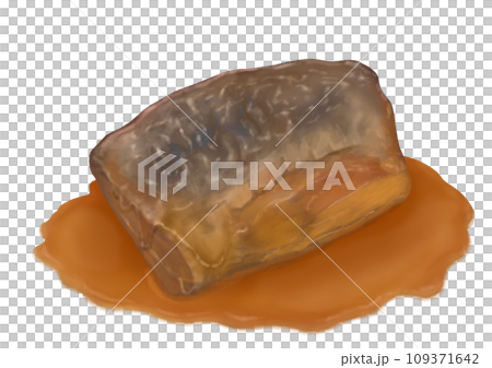 Single mackerel simmered in miso (hand-drawn, realistic, photo-realistic) 109371642