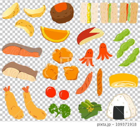 Lunch box side dish illustration set 109371918