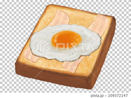 Single bacon and egg toast illustration (hand-drawn, realistic, photorealistic) Single bacon and egg toast illustration (hand-drawn, realistic, photorealistic) 109372147