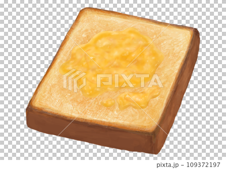 Illustration of a single marmalade jam toast (hand-drawn, realistic, photorealistic) Illustration of a single marmalade jam toast (hand-drawn, realistic, photorealistic) 109372197