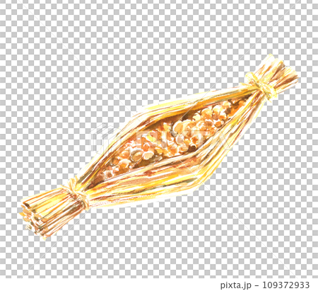 水彩畫的稻草納豆插圖 水彩畫的稻草納豆插圖 109372933