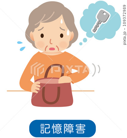 鍵を探すシニア女性 高齢者 介護 認知症 記憶障害 鍵を探すシニア女性 高齢者 介護 認知症 記憶障害 109372989