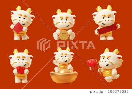 3D adorable dragon element set 109373083
