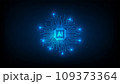 AI Artificial intelligence processor MCU chip icon symbol on blue background for graphic design 109373364