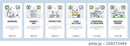 Bio lifestyle website and mobile app onboarding screens vector template Bio lifestyle website and mobile app onboarding screens vector template 109373404