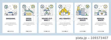 Waste management website and mobile app onboarding screens vector template 109373407