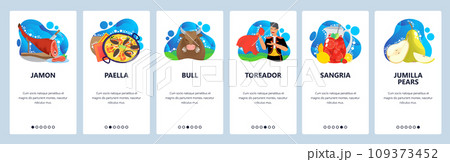 Spain website and mobile app onboarding screens vector template 109373452