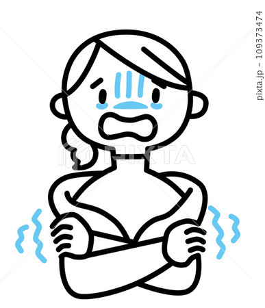 寒がりの女性のイラスト 109373474