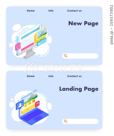 Vector website landing page design template set Vector website landing page design template set 109373902
