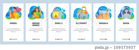 Indian life website and mobile app onboarding screens vector template 109373937