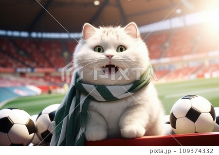 Cat is Sport fans cheer and celebrating a winning tournament in stadium. Generative AI 109374332