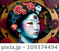 beautiful girl with sakura and flower.AI-generated 109374494