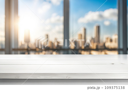 Empty wood tabletop or counter with display product. Blur image of blue sky and hill background. Display product background Empty wood tabletop or counter with display product. Blur image of blue sky and hill background. Display product background 109375138