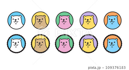 Bear polar icon vector face head cartoon character pet circle picture frame symbol tattoo stamp illustration clip art isolated design 109376183