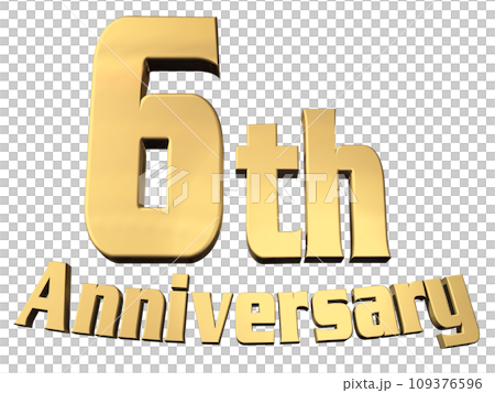 3DCG character "6th Anniversary/6th anniversary" gold, gold 3DCG character "6th Anniversary/6th anniversary" gold, gold 109376596