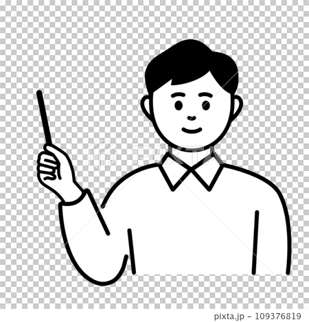 棒を使って説明をする男性のイメージ素材 109376819