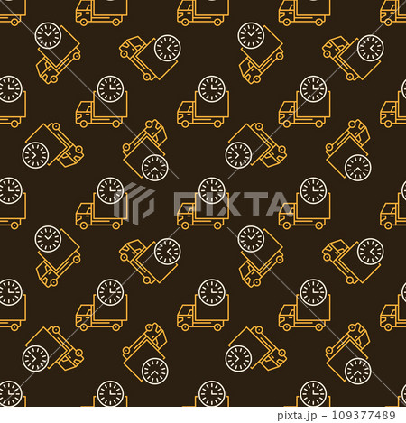 Truck with Clock vector Delivery Time concept line seamless pattern Truck with Clock vector Delivery Time concept line seamless pattern 109377489