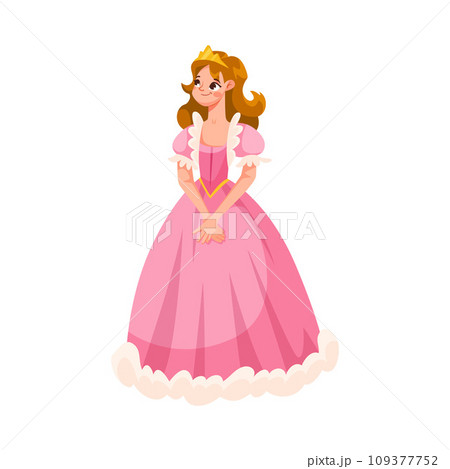 Woman Princess in Golden Crown as Good Fairytale Character Vector Illustration Woman Princess in Golden Crown as Good Fairytale Character Vector Illustration 109377752