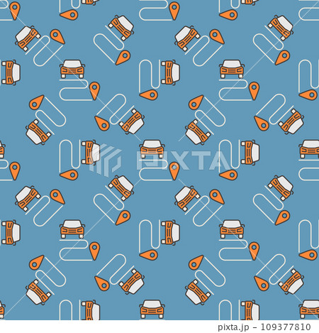 Car Sharing Ride vector Route colored seamless pattern Car Sharing Ride vector Route colored seamless pattern 109377810