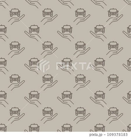 Car on Hand vector Vehicle Rental linear seamless pattern 109378183
