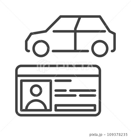 Car and Driving License vector Driver ID concept outline icon Car and Driving License vector Driver ID concept outline icon 109378235