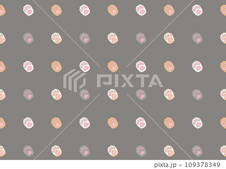 猫の肉球のシームレスパターン(グレー) 猫の肉球のシームレスパターン(グレー) 109378349
