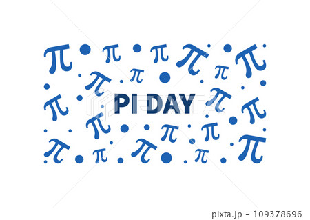 Pi Day on March 14th vector blue horizontal banner - Math illustration 109378696