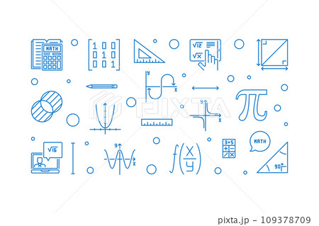 World Math Day vector outline heart banner. Math 8 March Holiday illustration 109378709