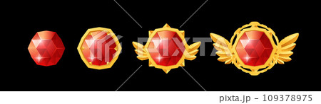 Set of bright red crystal flat style, vector illustration 109378975