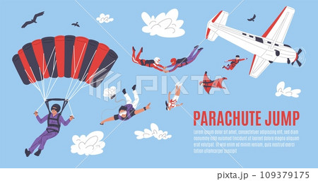 Website banner template about parachute jump flat style Website banner template about parachute jump flat style 109379175