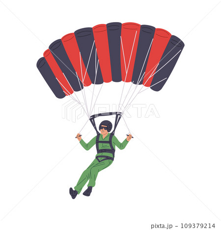 Happy man jumping parachute flat style, vector illustration Happy man jumping parachute flat style, vector illustration 109379214