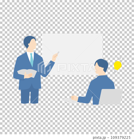 Male high school student studying with a male instructor giving a class 109379225