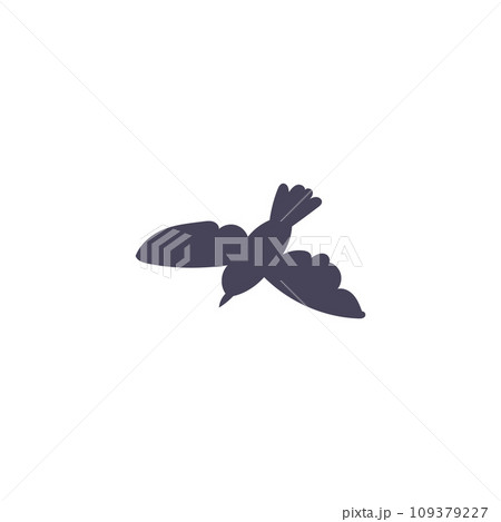 Ink black silhouette of flying black bird, vector illustration isolated. Ink black silhouette of flying black bird, vector illustration isolated. 109379227