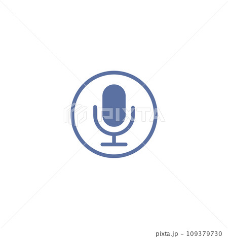 Microphone flat icon, simple audio, podcast, translator symbol in circle for graphic design vector illustration isolated Microphone flat icon, simple audio, podcast, translator symbol in circle for graphic design vector illustration isolated 109379730