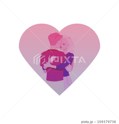 Kissing young couple in heart shape flat style, vector illustration 109379736
