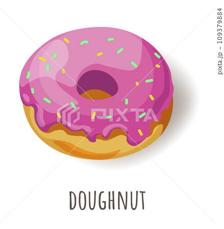 Sweet doughnut with glazing and sprinkles dessert Sweet doughnut with glazing and sprinkles dessert 109379884