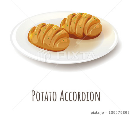 Potato accordion, delicious and appealing meal 109379895