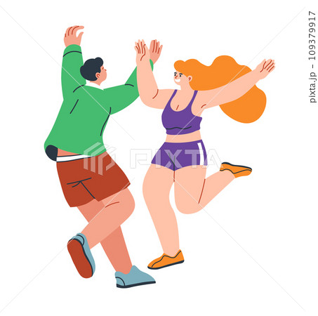 Man and woman dancing together, partying couple Man and woman dancing together, partying couple 109379917