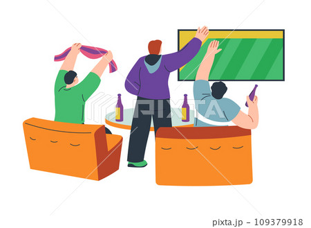 Men friends watching football in pub or bar vector 109379918