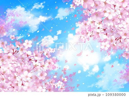 桜と青空の背景 春の風景 桜と青空の背景 春の風景 109380000