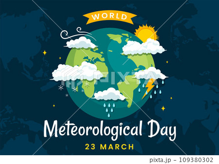 World Meteorological Day Vector Illustration on 23 March with Earth Map, Meteorology Science and Researching Weather in Flat Cartoon Background World Meteorological Day Vector Illustration on 23 March with Earth Map, Meteorology Science and Researching Weather in Flat Cartoon Background 109380302