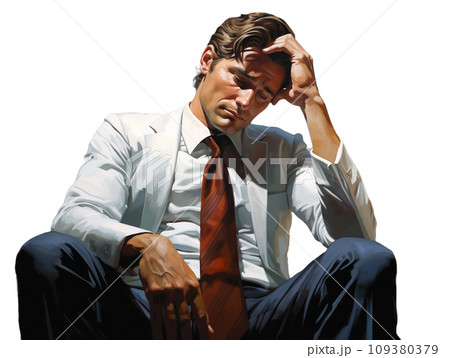 悩んでいる男　ビジネスマン 109380379