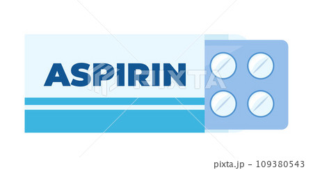 Aspirin pack and blister with pills. Vector illustration in flat style. 109380543