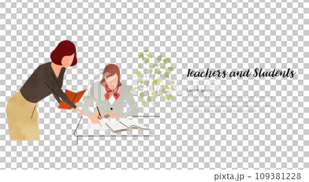 ベクターイラスト素材:勉強を教える先生と生徒 ベクターイラスト素材:勉強を教える先生と生徒 109381228