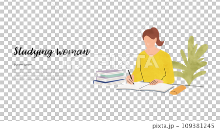 Vector illustration material: woman studying in the room 109381245