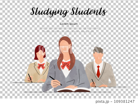 Vector illustration material: students taking classes 109381247