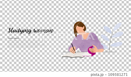 ベクターイラスト素材：部屋で勉強する女性 109381271