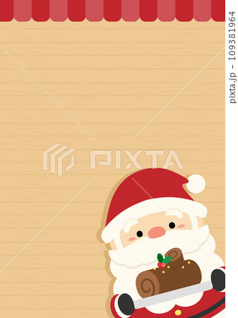 ブッシュドノエルを持つサンタクロース、縦長サイズ ブッシュドノエルを持つサンタクロース、縦長サイズ 109381964