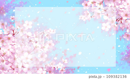 桜と青空のフレーム 桜吹雪 16:9 桜と青空のフレーム 桜吹雪 16:9 109382136