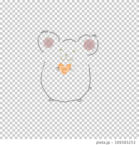 一隻老鼠拿著一顆橘色的心的插圖 109383253
